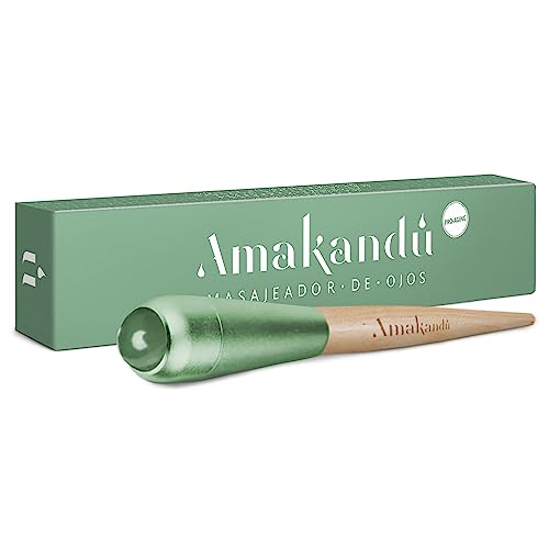 Masajeador ojos bolsas y ojeras - Masajeador de madera de haya con piedra de aventurina - efecto relax- Bienestar y belleza de la piel - ideal para párpados y ojeras