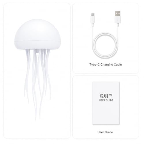 Image of Jellyfish Night Light, Rechargeable RGB Table Lamp with Warm Light & Color Changing Modes, USB Type-C Portable Bedside Lamp for Kids Bedroom, Home Decoration, Desk, Living Room & Gift