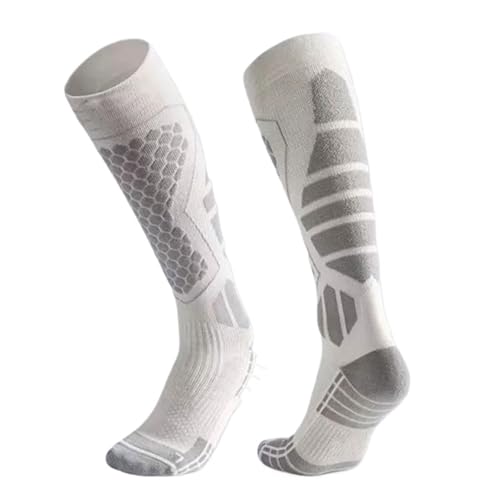 YGSGJSP Calcetines compresión para hombre 1 par de calcetines de esquí populares, calcetines de senderismo en la nieve, gruesos y cálidos(WHITE)
