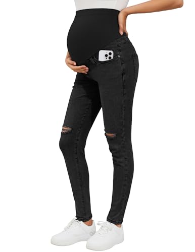 PACBREEZE Women's Maternity Jeans Over Belly Skinny Stretchy Denim Pants