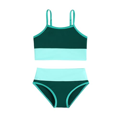 Image of Little Girl Swimsuit Casual Swimwear Kids Two Piece Color Block Bathing Suits Beach Bikini Set 3-12Years