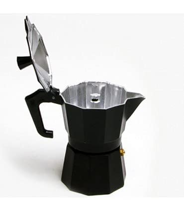 Image of 6-Cup 300 ml Aluminium Coffee Maker Espresso Machine Percolator Stove Top Moka Pot (Black)