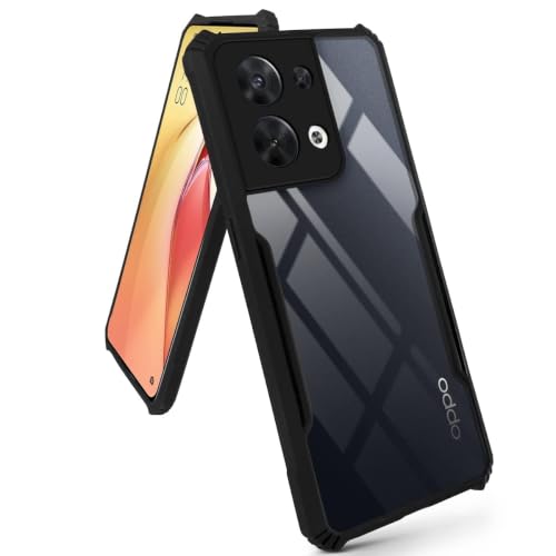 Image of Jkobi Hybrid Back Cover Case for Oppo Reno8 5G | Reno 8 5G (Shockproof with Polycarbonate Clear Panel | Professional Black)