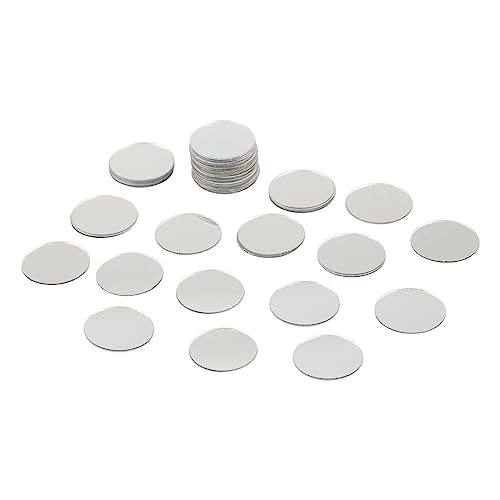 QEEYON 50Pcs Mini Acrylic Mirror Tiles, 1 inch Self Adhesive Round Mirror Stickers Mosaic Tiles, Small Decorative Mosaic Mirror Sheets Circles for DIY Crafts, Wall Decor, Jewelry Making