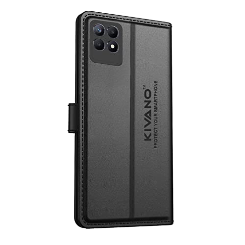Image of Compatible with Realme Narzo 50 / Realme 8i Flip Cover | Leather Finish | Inside Pockets & Inbuilt Stand | Shockproof Wallet Style Magnetic Closure Back Cover Case