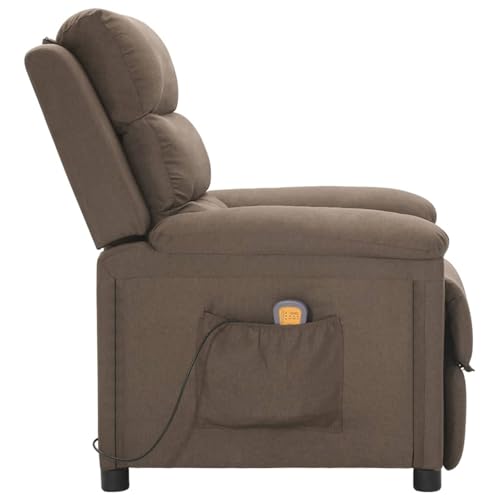 Gecheer Massagesessel Taupe Stoff, Sessel Wohnzimmer Fernsehsessel Liegesessel für Entspannung Homeoffice Leseecke342359 – Bild 5