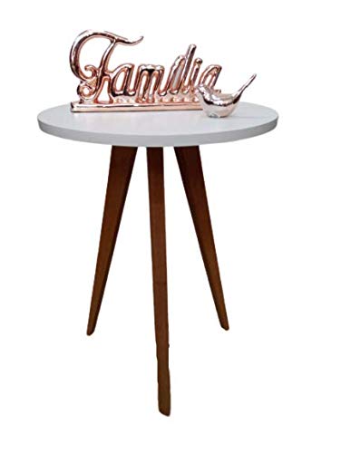 Mesa de canto apoio Redonda Pés Palito 60cm Branco