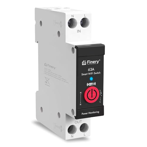 Finery® 63A WiFi Smart Switch with Power Monitoring for EV Charger, AC, Geyser, Water Pump, Room Heater Heavy Duty - Timer, Scheduler, Works Offline, household electricity usage monitoring