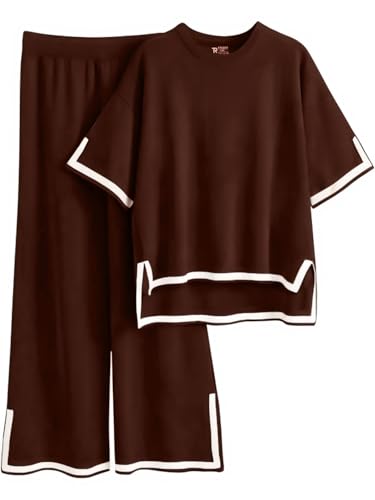 Image of TYSORT Women Casual Summer co ords Set Track Suit Oversized Top Baggy Pant,Top and Pajama Set