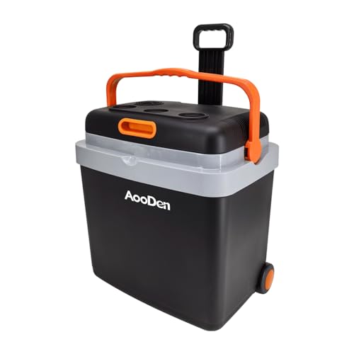 AooDen – 35 Quart (33 Liter) Capacity Electric Car Cooler and Heater with Pull Bar and Wheels, Ice Free Thermoelectric Cooler for Travel, Camping, Vehicles, Truck,