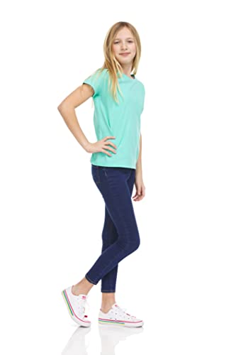 Image of Pink Angel Girls' 8-Pack Cotton T-Shirts - Crew Neck Short Sleeve Tees, Solid Color Multipack, Sizes 4-16