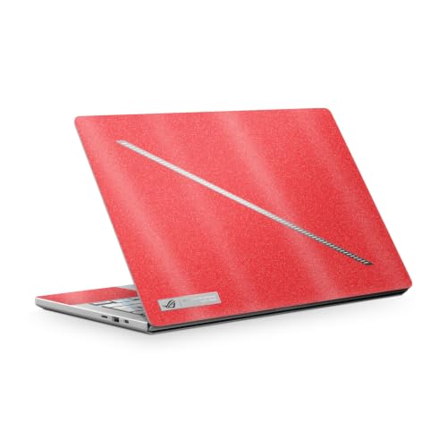 Glossy Glitter Laptop Skin Compatible with Asus ROG Zephyrus G14 (2025) - Solid Red - Premium 3M Vinyl Protective Wrap Decal Cover - Easy to Apply | Crafted in the USA by MightySkins