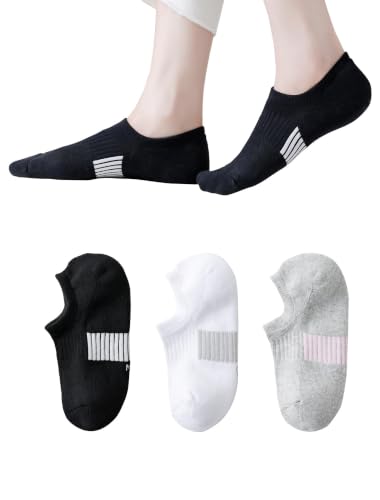 Image of EPEIUS Thick No Show Socks for Women Athletic Ankle Socks Cushioned Running Low Cut Non Slip Footies 3 /6 Pairs