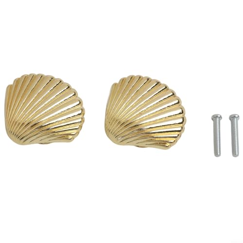 Pomo de gabinete en forma de concha de aleación de zinc con un solo agujero para cajón con tornillo para muebles armario en oro, negro, bronce, rojo, bronce antiguo (dorado)