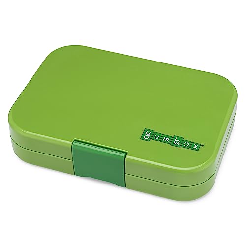 Yumbox Panino Bento 4 Compartment Portable Lunch Box For Children & Kids, BPA & phthalates-Free, Leakproof, Easy Open Latch, Removable Tritan Tray & Silicone Seal, Green ABS Exterior, Race Cars, 755ml