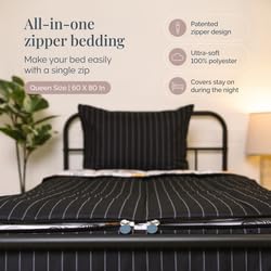 Image of Beddy's Jungle Animal Themed Durable Zipper Bedding for Kids, Bed in a Bag, Black Striped Comforter & Animal Print Sheets, Includes 2 Pillowcases & 2 Shams, Easy to Make & Wash - Queen