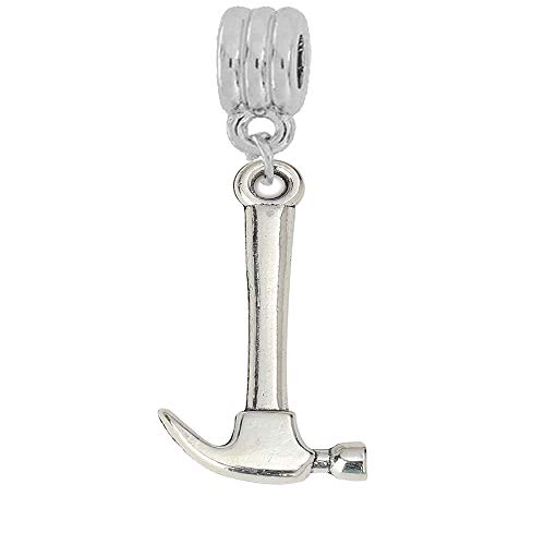 Work Tools Hammer, Screwdriver, Paint Brush and Shovel Bead for Snake Chain Charm Bracelet (Choose From Menu) (Hammer)