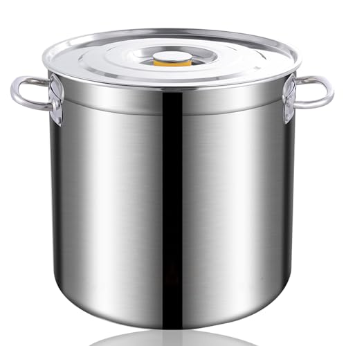 SaryEdge Vaporera de Acero Inoxidable, Olla para Sopa, Cubo para Sopa de Acero Inoxidable de Gran Capacidad de 15 l/22 l/32 l/44 l/58 l, ollas con Tapa, aptas para inducción, cerámica,44L/46cm*26cm