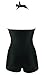 COCOSHIP Solid Black Elegant Retro Boy-Leg One Piece Ruched Beachwear Swimsuit 16(FBA)