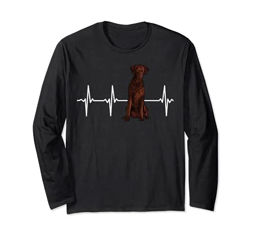 Curly-Coated Retriever Heartbeat Dog Lover Long Sleeve T-Shirt, Black