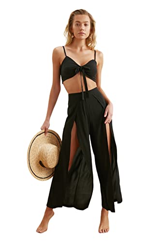 Trendyol Damen Plain Knit Zweiteiliges Set Hemd, Schwarz, 62