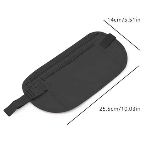 Image of Travel Wallet: Money Belt, Concealed Pouch-Hidden Pouch Under Clothes - RFID Security Feature - Travel Fanny Pack for Men /Women- (2Pcs, Black and Khaki)