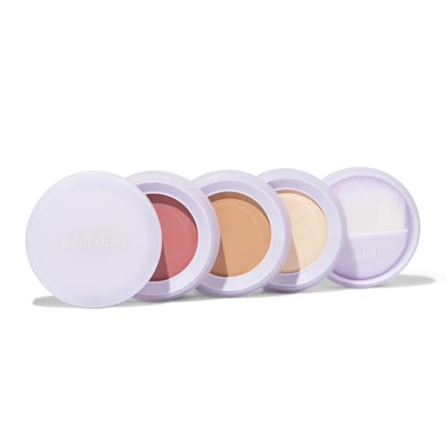 Subtl Beauty 3-in-1 travel makeup kit by subtl staks | powder blush, bronzer, and highlighter | includes mirror lid and mini brush | for fair-light skin tones