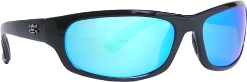 Calcutta Steelhead 2 Polarized Sunglasses, Black Frame/Blue Mirror Lens