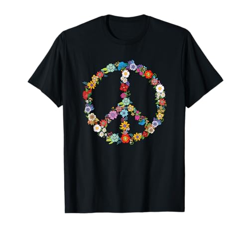 Panneau de fleurs Love and Peace - Hippie Lover - Beau et drôle T-Shirt