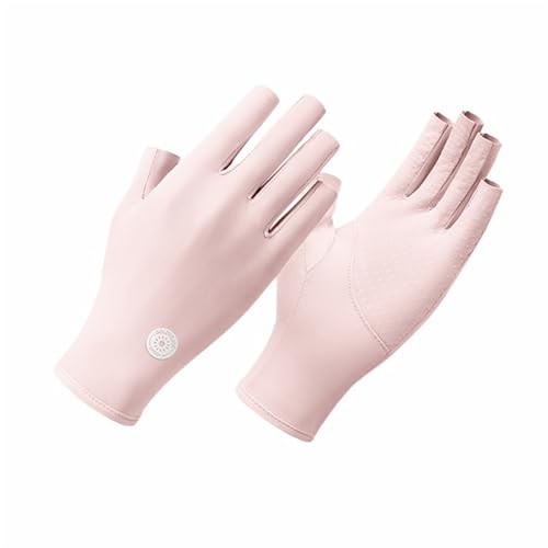 Lifup Sunscreen Gloves Women's UV Protection Driving Fingerless Gloves Pink 1 One Size