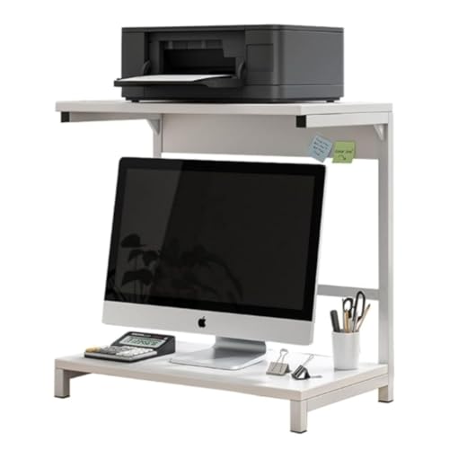 REENEW PCモニタースタンド モニター台 デスク上置棚 卓上収納ラック デスク上収納ラック 小物入れ 組み立て簡単 省スペース 書類整理 丈夫 手入れ簡単 空間活用 (48X30X55CM,白色)