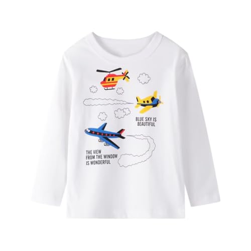 Toddler Boy Long Sleeve Shirts Kids Cotton Fall Top Crewneck Clothes 2-7 Years2