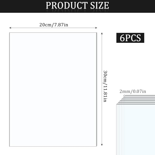Dabinzhijia 6 Stück 20x30cm Acrylglasplatte Transparent, UV-beständig & Witterungsfest, Glasersatz für Fenster, Rahmen & DIY-Zuschnitt (transparente)