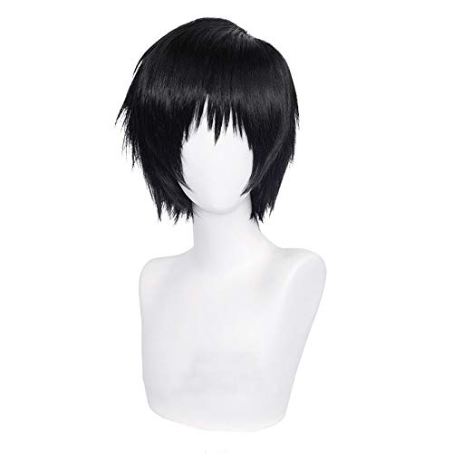 osseocaFushiguro Toji Black Straight Anime Comic Exhibition Cosplay COS Wigs Hair Ends Upturned, 12 Inch