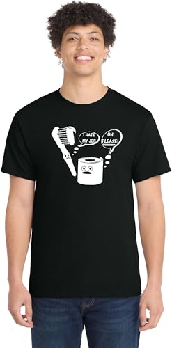 Image of I Hate My Job Toothbrush Toilet Paper Funny Top Toothbrush Toilet Paper Humor Graphic Cotton Tee Adult Youth Tall Men Women