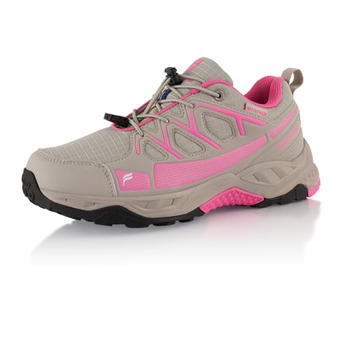 Fusskleidung® Damen Herren Wanderschuhe wasserdichte Trail Running Trekkingschuhe Grau Pink Grau EU 38