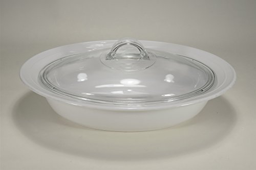 Vintage Corning Ware Casual Elegance WHITE FLORA pattern Large 14â€ inch Oval Casserole Baking Serving Dish L-32 (L 32) Holds 2.25 Quart EMBOSSED FLORAL FLOWER PATTERN COOK & SERVE WARE