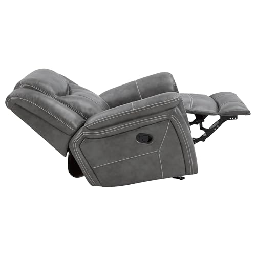 Sillón reclinable de cuero sintético gris Conrad miniatura 6