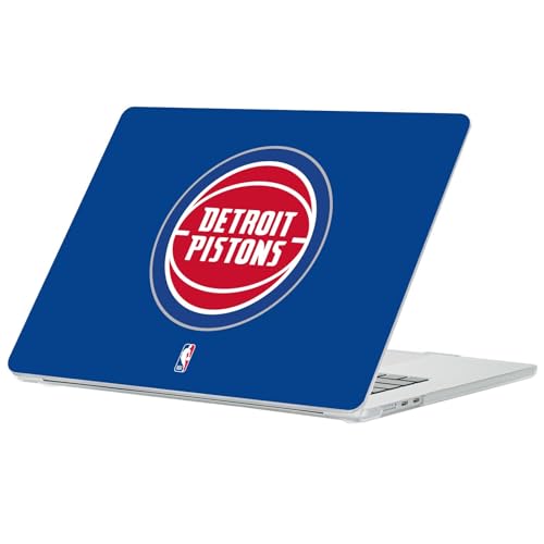 Coque rigide MacBook Air 13.6 A2681 design cristal premium avec logo NBA Detroit Pistons bleu
