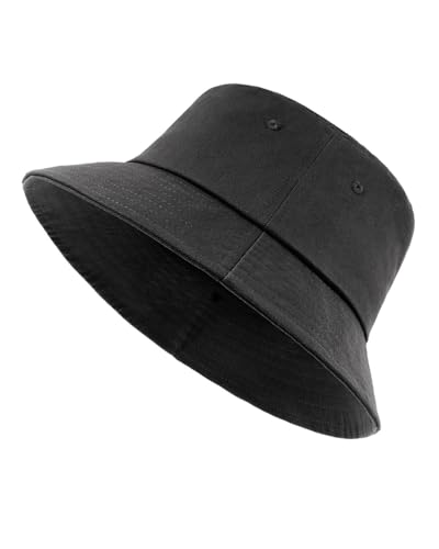 Sombrero de sol XXL de gran tamaño para hombres y mujeres, sombrero de ala ancha resistente al agua con correa para la barbilla, sombrero de playa para senderismo, pesca al aire libre, Negro, L-XL