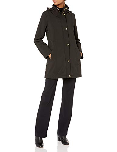 Anne Klein Women's Soft Shell Anorak with Hood, Black, Medium
