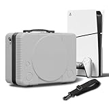 PS5 Slim Carrying Case, Compatible with PlayStation 5 Slim Console/Controllers/Headset/Games - Protective Travel Case with Hard Shell & Customized Foam for Storage (Classic PS1 Style)