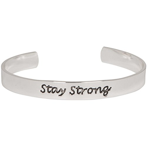 Heirloom Finds Silver Tone Stay Strong Adjustable Flex Cuff Inspirational Bracelet