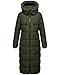 MARIKOO Damen Wintermantel warmer Steppmantel lang mit abnehmbarer Kapuze Nadeshikoo XVI Dark Olive Gr. M