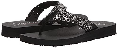 Image of Skechers Women's Meditation Black /Silver Slipper-4 Kids UK (119137-BKSL)