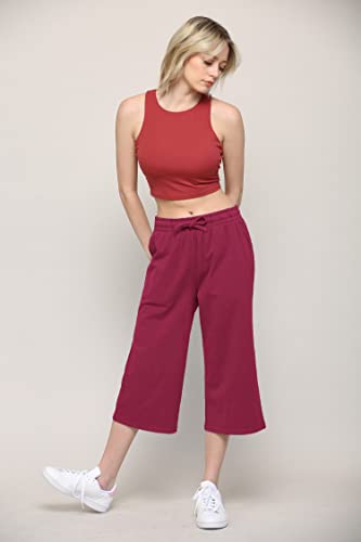 Image of Lock and Love Womens Capri Pants Loose Yoga Pants Wide Leg Drawstring Comfy Lounge Pajama Capris Sweatpants with Pockets