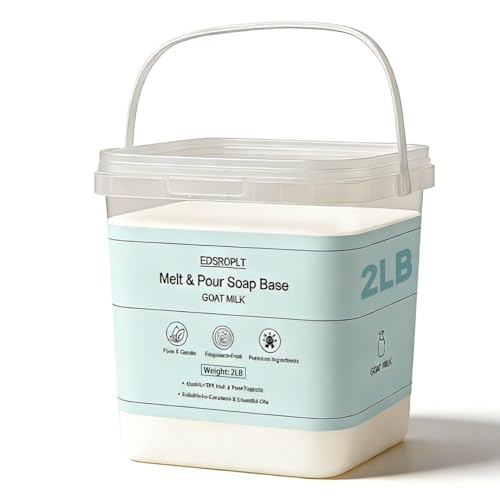 EDSRDPLT 2lb Goat Milk Soap Base in Bucket - Airtight Resealable Lid Moisture Proof Premium Glycerin Melt and Pour for DIY Soap Making Supplies (Goat Milk 2 Pound)