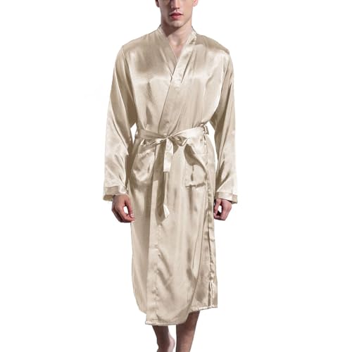 Men's Long Sleeve Bathrobe Long Robe Satin Lightweight Valentine's Day Halloween Soft Spring - Main Image