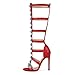 MissHeel Knee High Gladiator Heels Turquoise High-Heel Strappy Stiletto Heel Sandals Sexy Red Jewelry Shoes Size 5