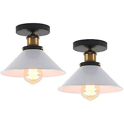 Juego De Dos Lamparas Para Salon iDEGU Juego de 2 lámparas de techo industriales de metal con diseño Edison araña colgante vintage lámpara de techo E27 iluminación decoración, 22 cm, negro (blanco)